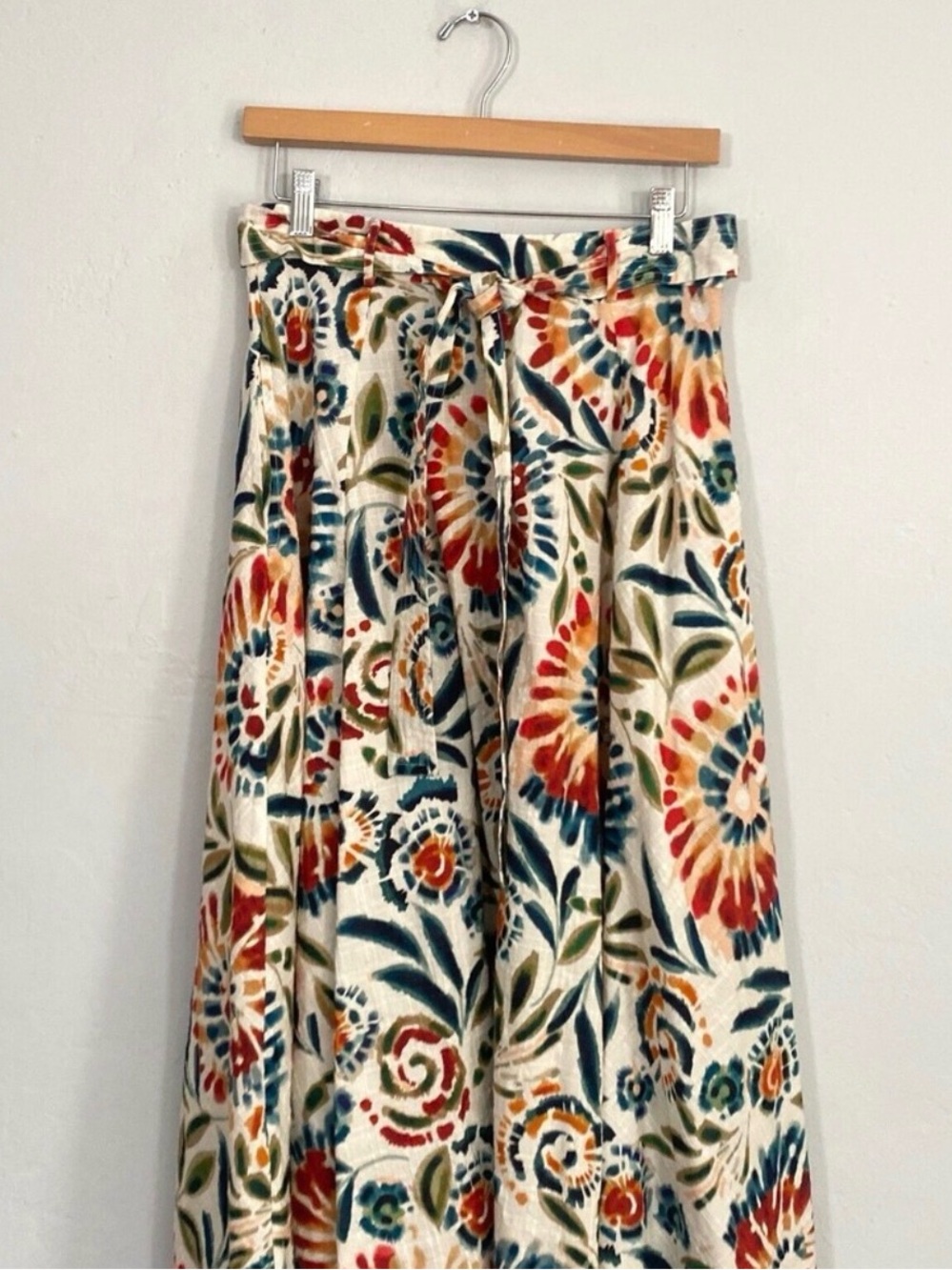STELLA FOREST Floral Cotton Maxi Skirt Tie Waist Pockets Boho - Picture 3 of 8